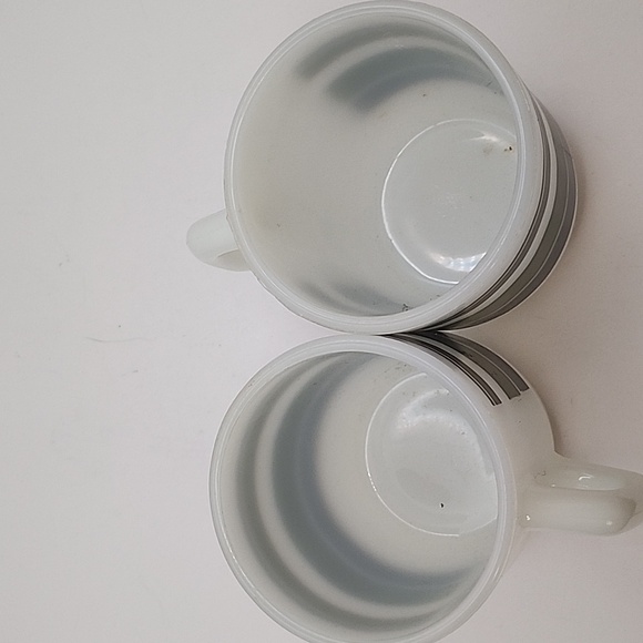 Vintage Anchor Hocking Fire King Striped Stacking Coffee Cups 2 Count - Picture 5 of 7